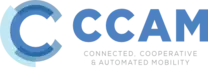 Abbildung des CCAM Logos mit dem Textzusatz Connected, Cooperative & Automated Mobility