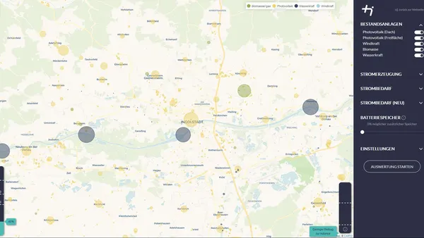 Benutzeroberfläche des Energiewende-Tools.